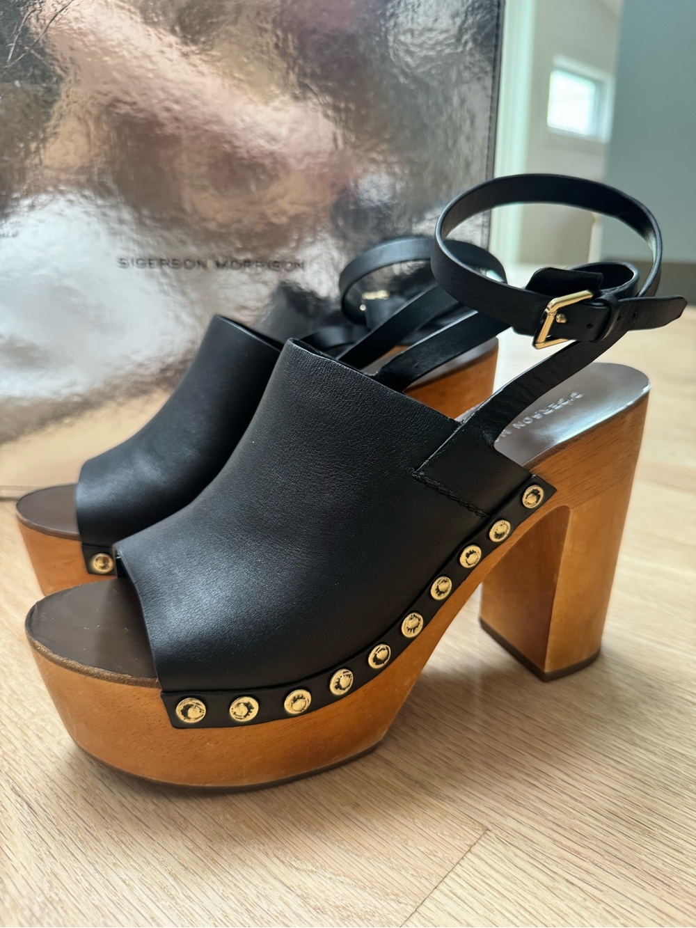Sigerson Morrison Open Toe Mules w/ Ankle Straps- 9
